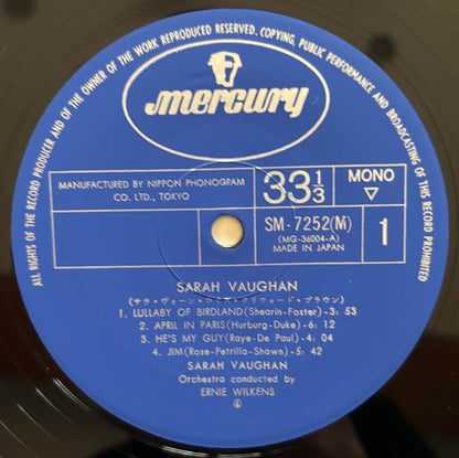 Sarah Vaughan - Sarah Vaughan (1967 Japanese Mercury Mono LP)