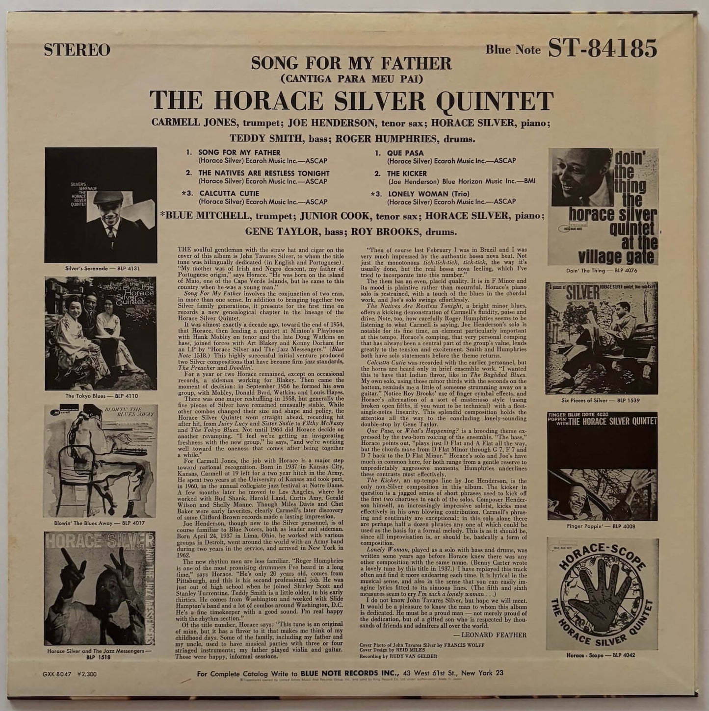 Horace Silver - Song for My Father (1978 Japanese Blue Note GXK 8047 LP)