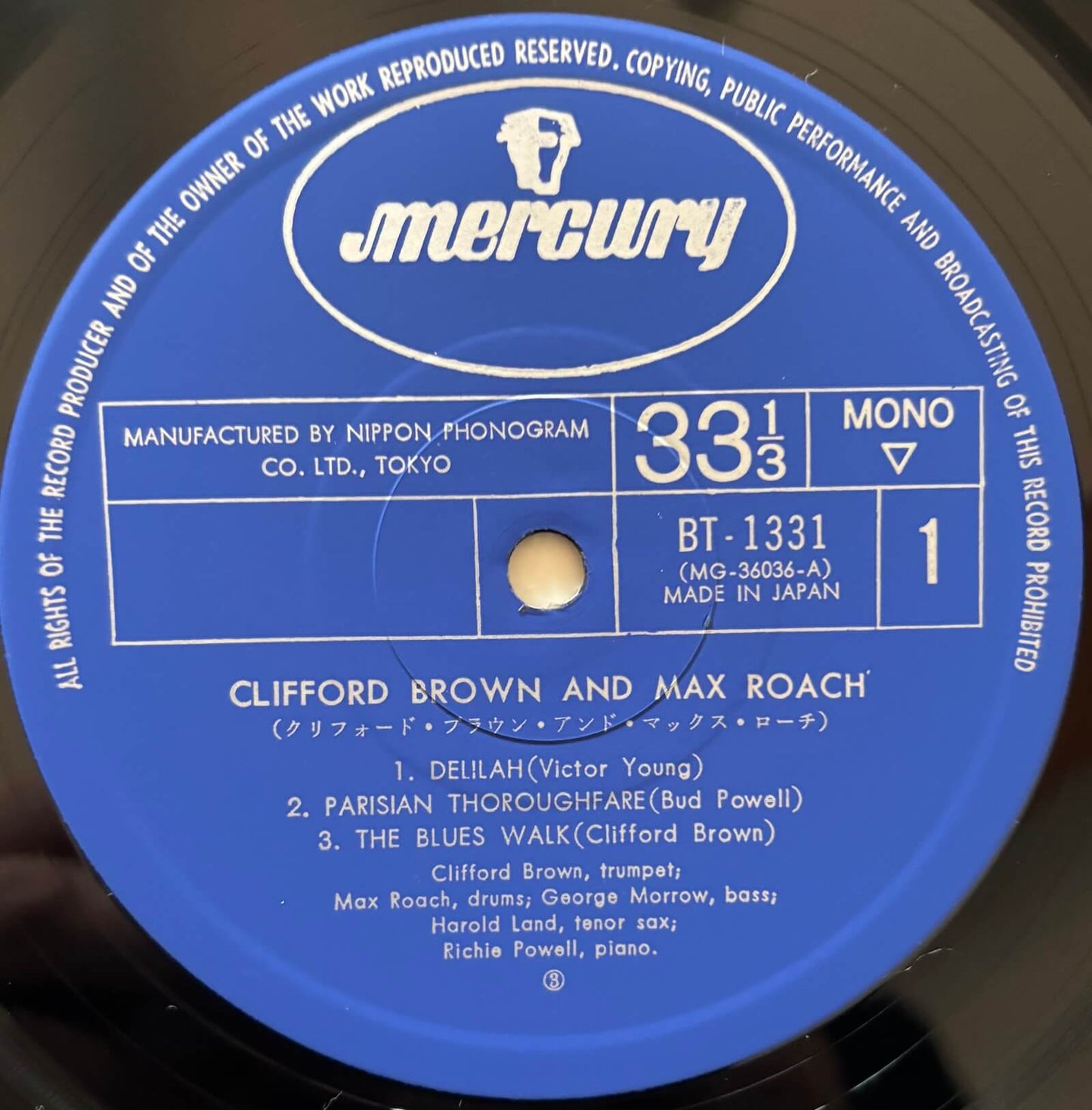 Clifford Brown and Max Roach (1974 Japanese Mercury Mono LP)