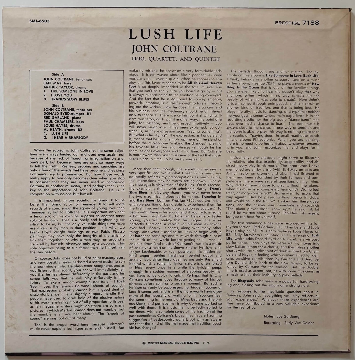 John Coltrane - Lush Life (1975 Japanese Prestige Mono LP)