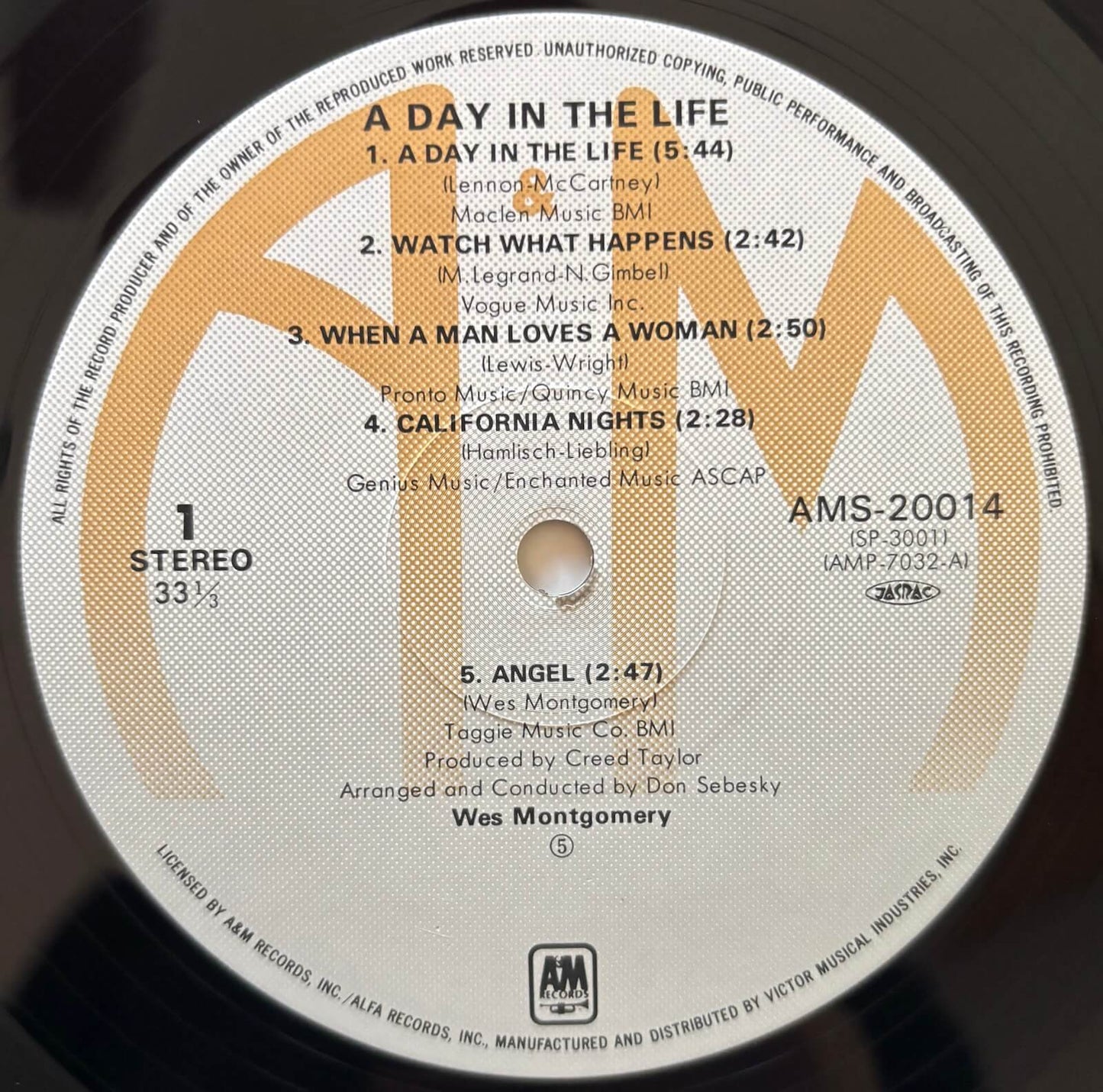 Wes Montgomery - A Day In The Life (1981 Japanese A&M Vinyl LP)