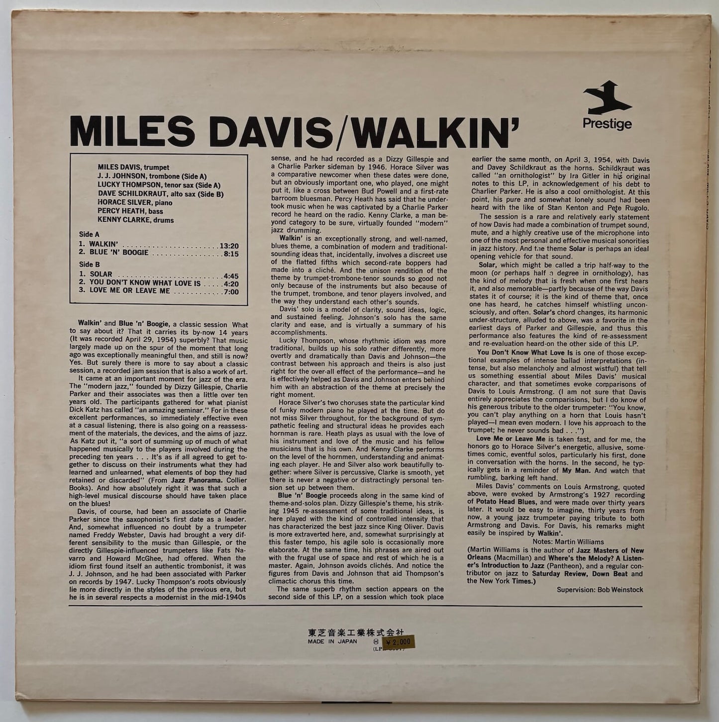 Miles Davis - Walkin' (1973 Japanese Prestige Mono LP)