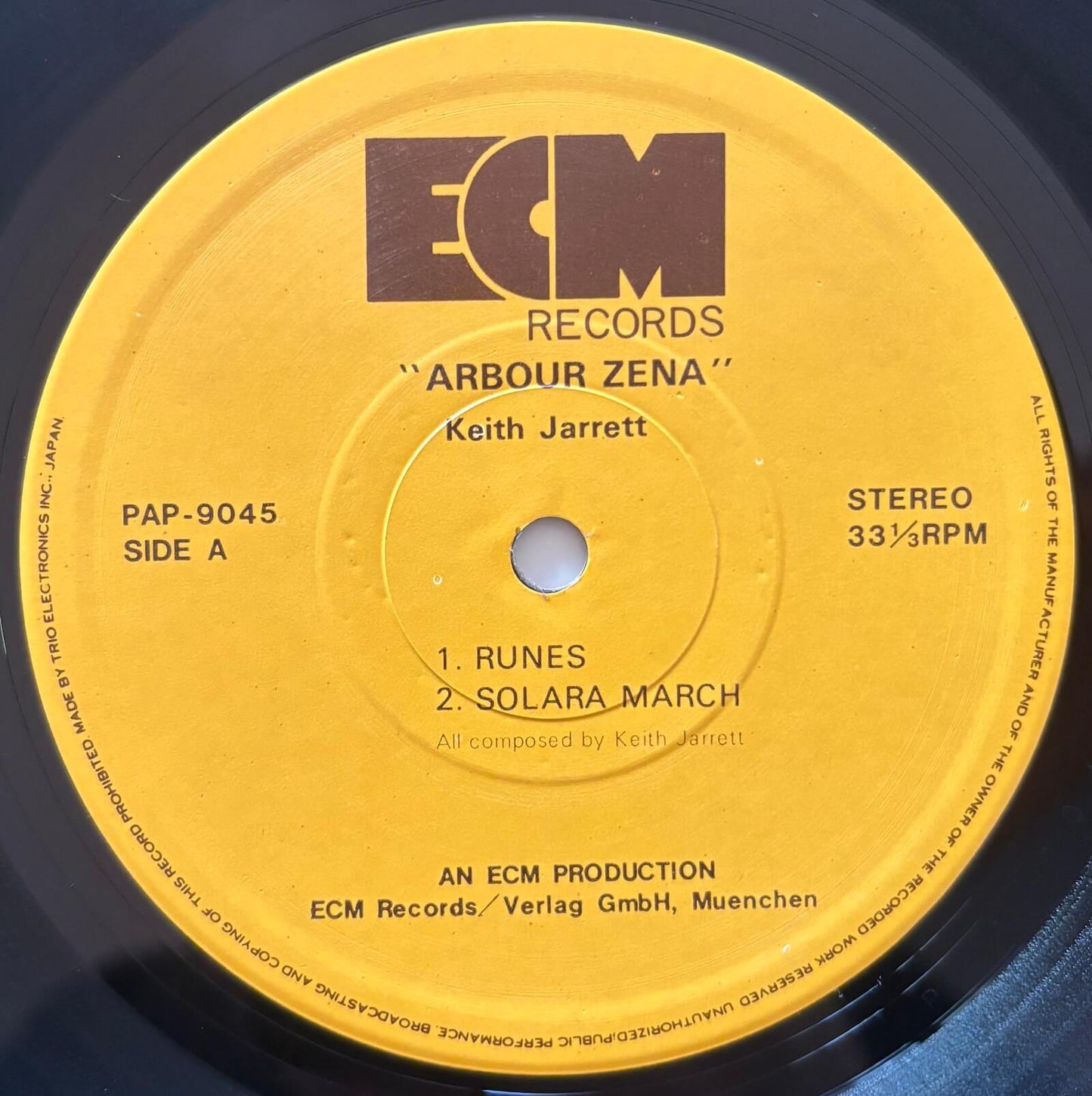 Keith Jarrett - Arbour Zena (1976 Japanese ECM / Trio Records Stereo LP)