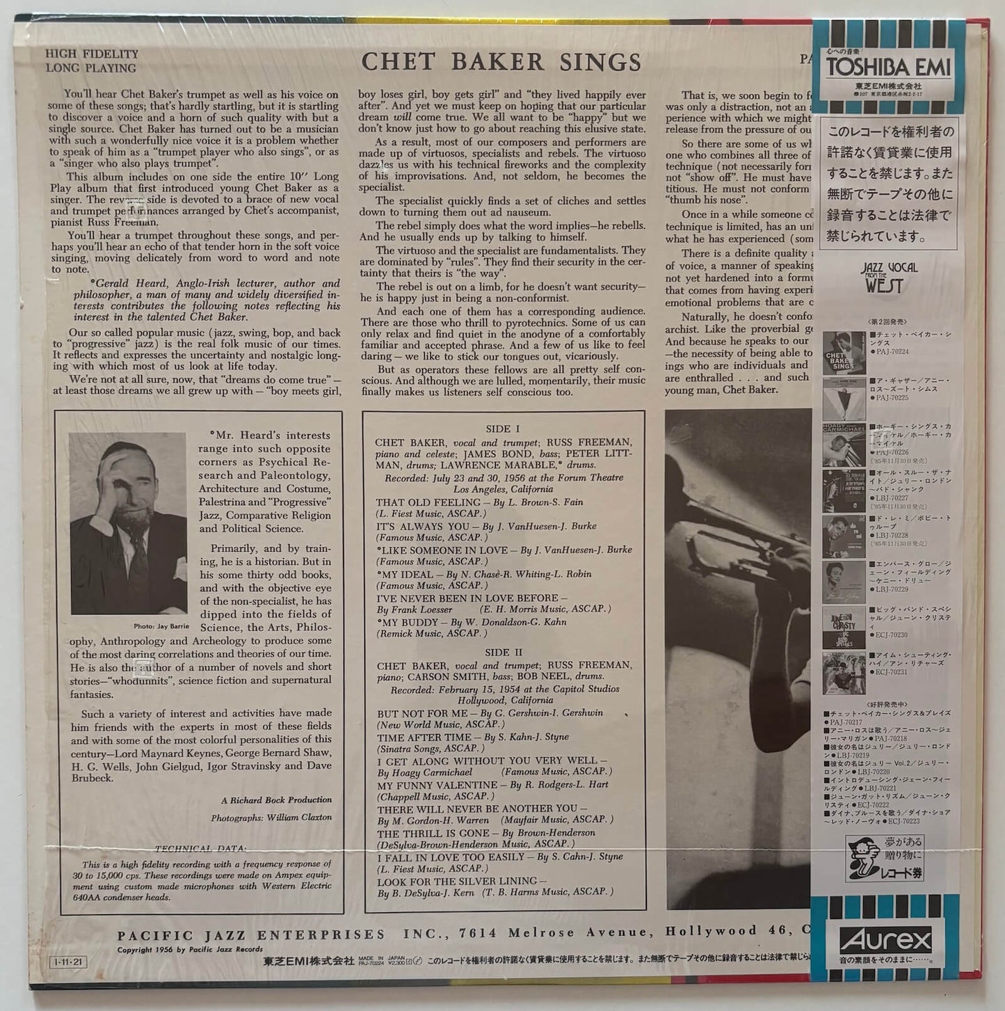 Chet Baker - Chet Baker Sings (1985 Japanese Pacific Jazz Mono LP)