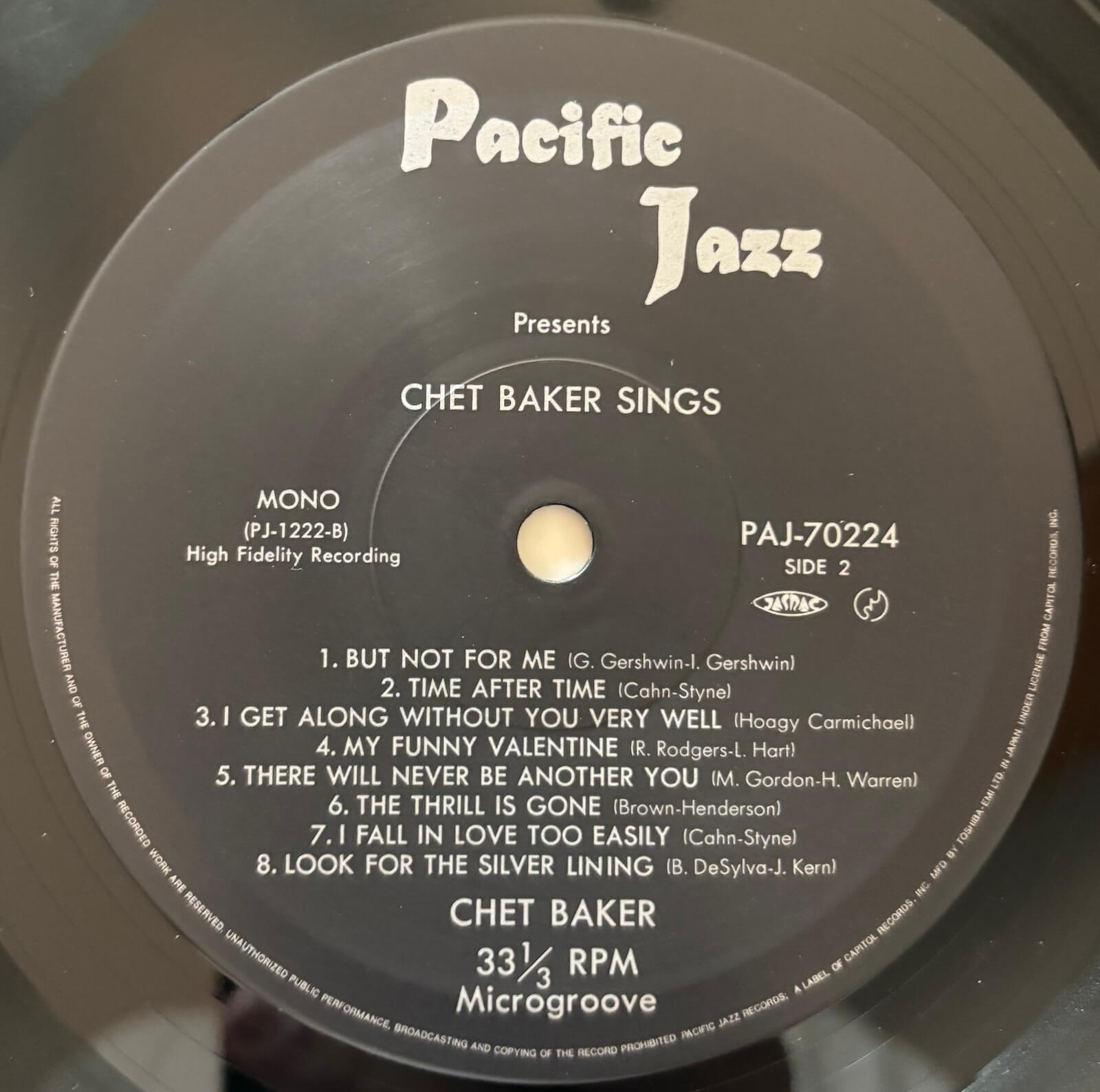 Chet Baker - Chet Baker Sings (1985 Japanese Pacific Jazz Mono LP