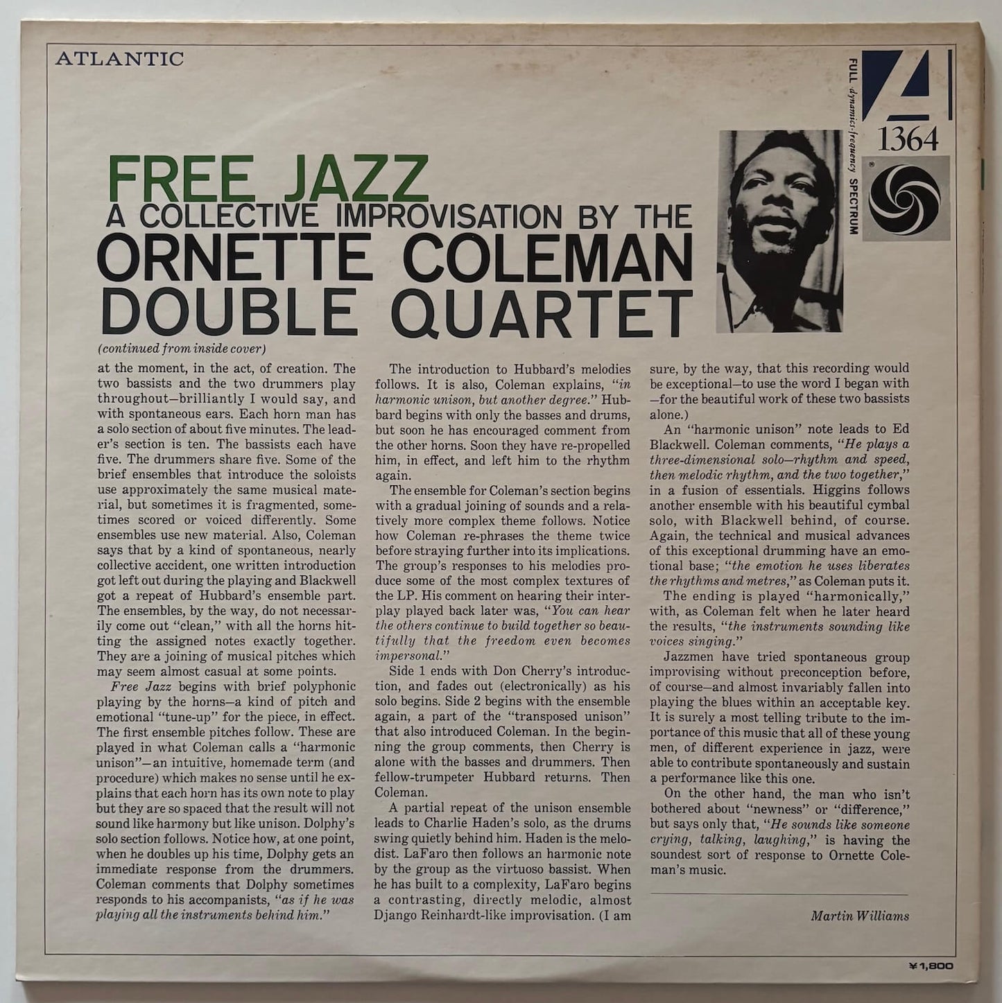 Ornette Coleman Double Quartet - Free Jazz (1972 Japanese Atlantic Stereo Gatefold LP)