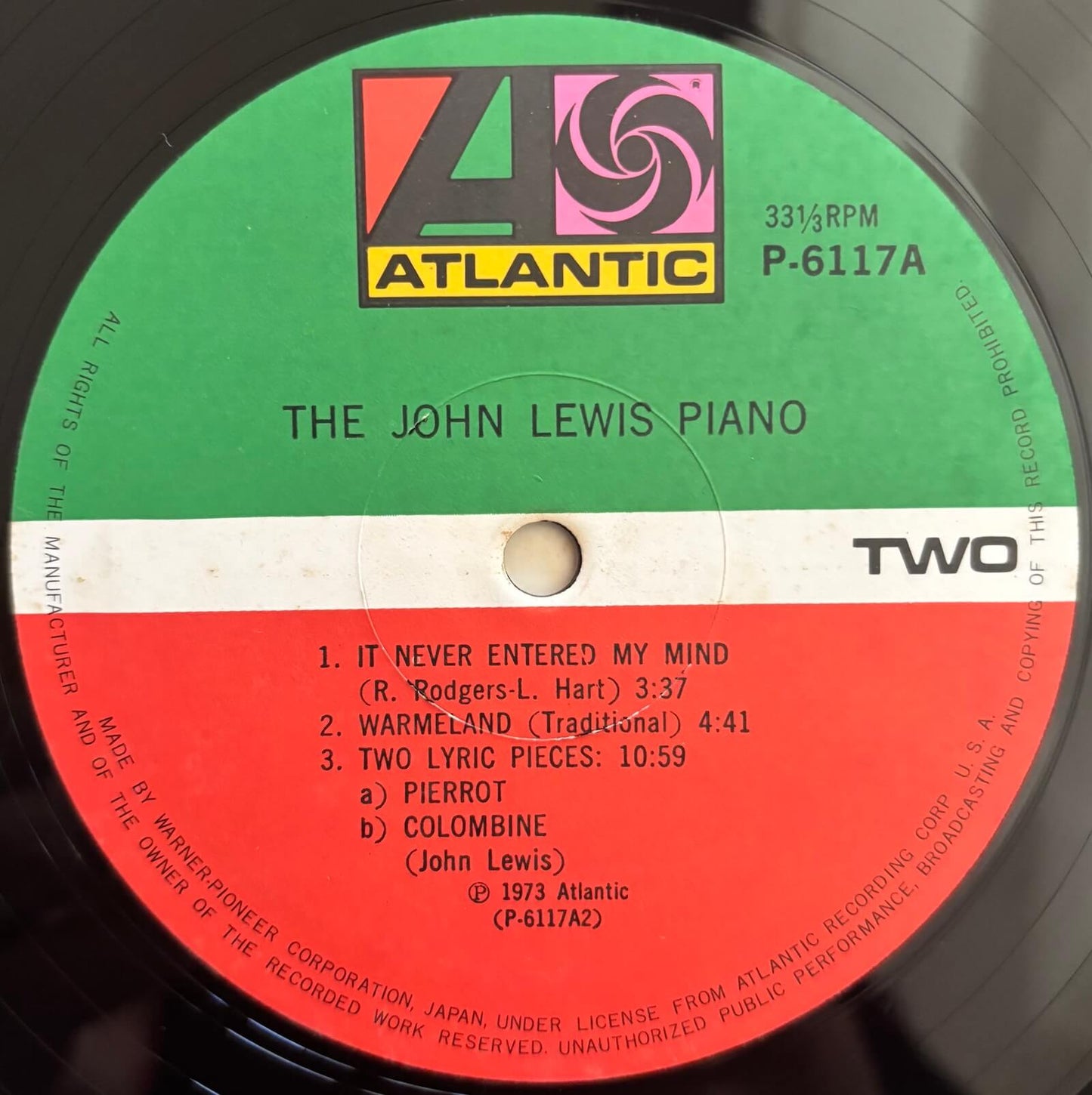 John Lewis - The John Lewis Piano (1973 Japanese Atlantic Mono LP)