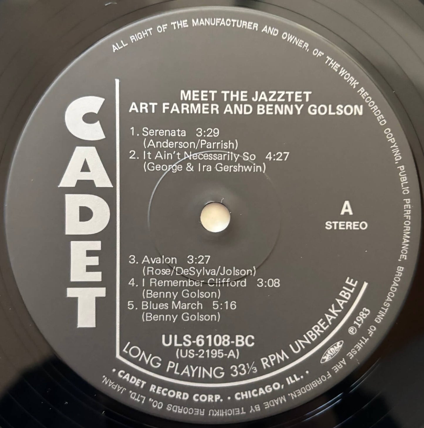 Art Farmer and Benny Golson - Meet the Jazztet (1984 Japanese Baybridge Stereo LP)