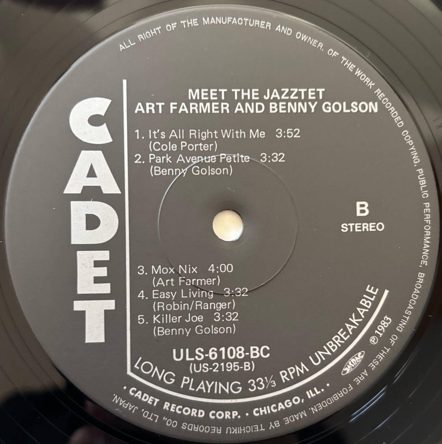 Art Farmer and Benny Golson - Meet the Jazztet (1984 Japanese Baybridge Stereo LP)