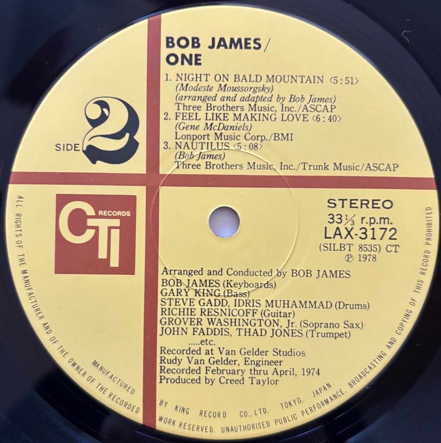 Bob James - One (1978 Japanese CTI Limited Edition Vinyl LP)