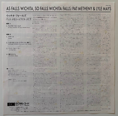Pat Metheny & Lyle Mays - As Falls Wichita, So Falls Wichita Falls (1984 Japanese ECM Vinyl LP)