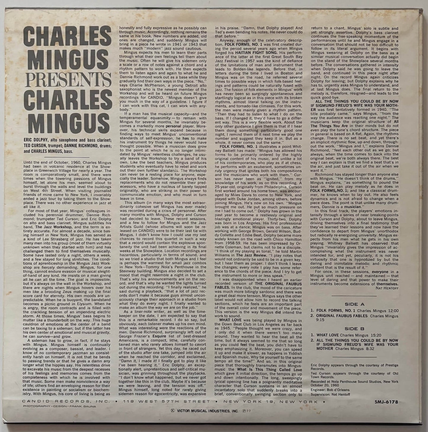 Charles Mingus - Presents Charles Mingus (1977 Japanese Candid Vinyl LP)