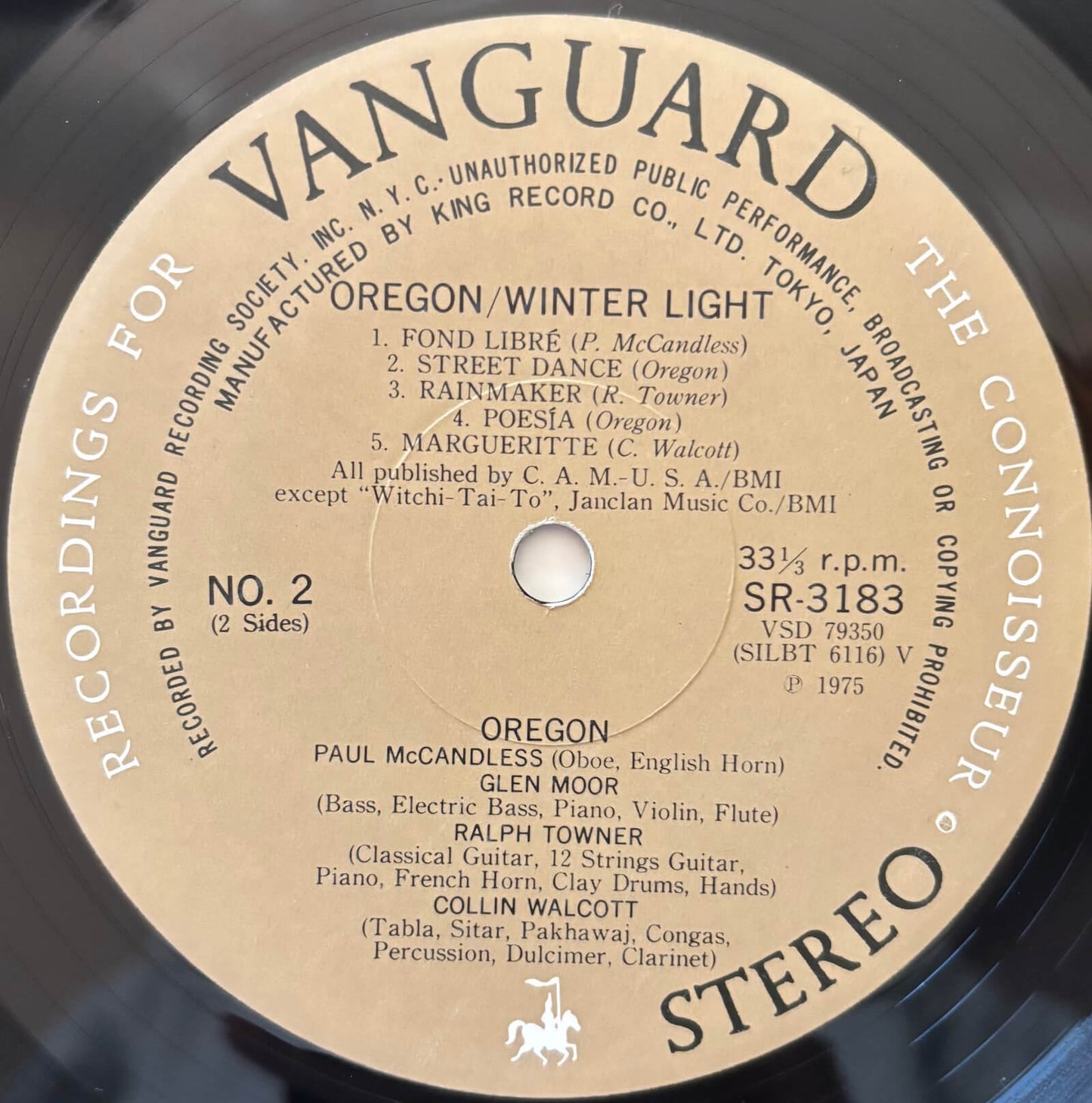 Oregon - Winter Light (1975 Japanese Vanguard Vinyl LP)