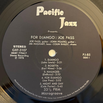 Joe Pass - For Django (1978 Japanese Pacific Jazz Limited Edition Vinyl LP)