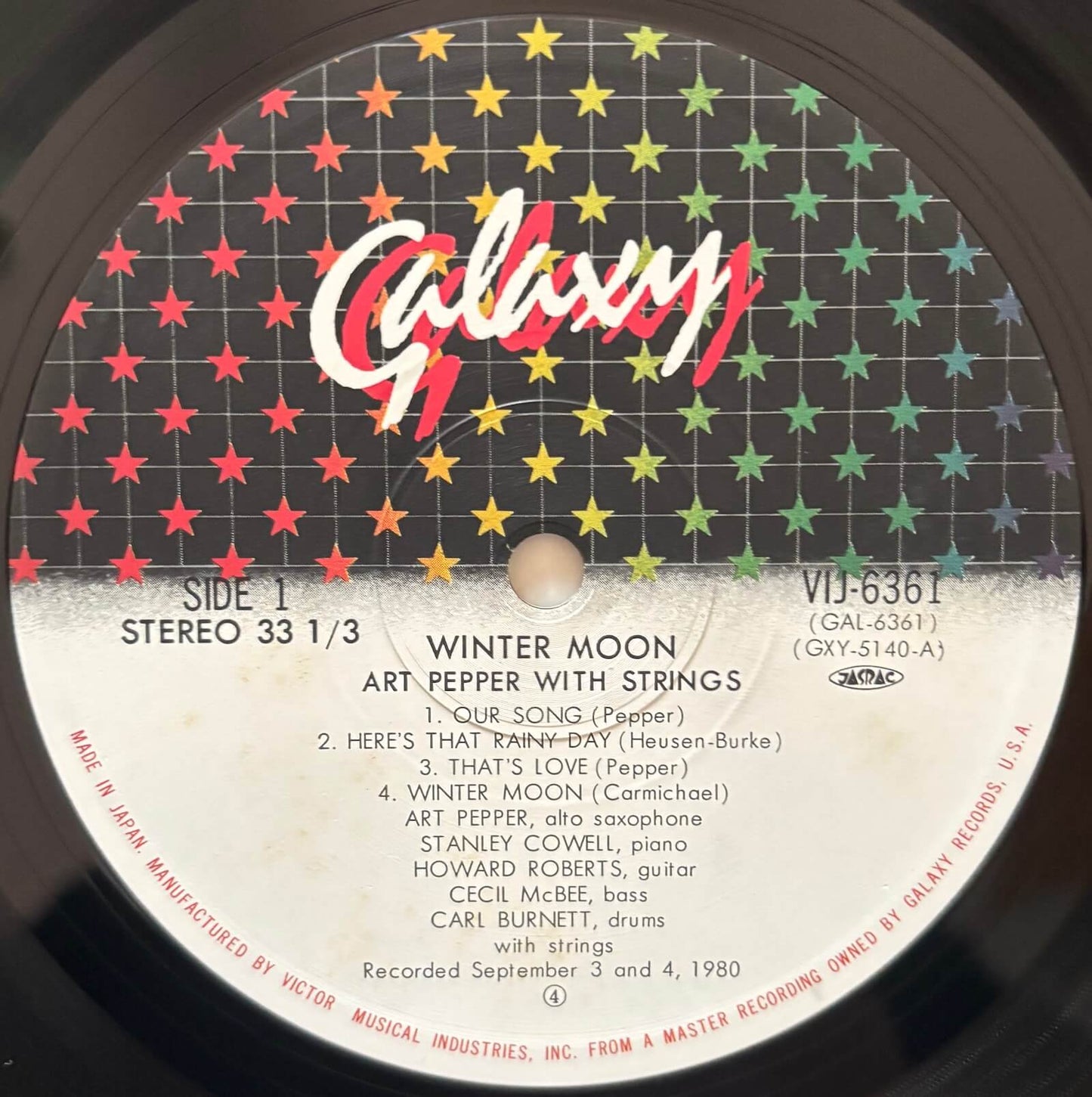 Art Pepper - Winter Moon (1981 Japanese Galaxy Vinyl LP)