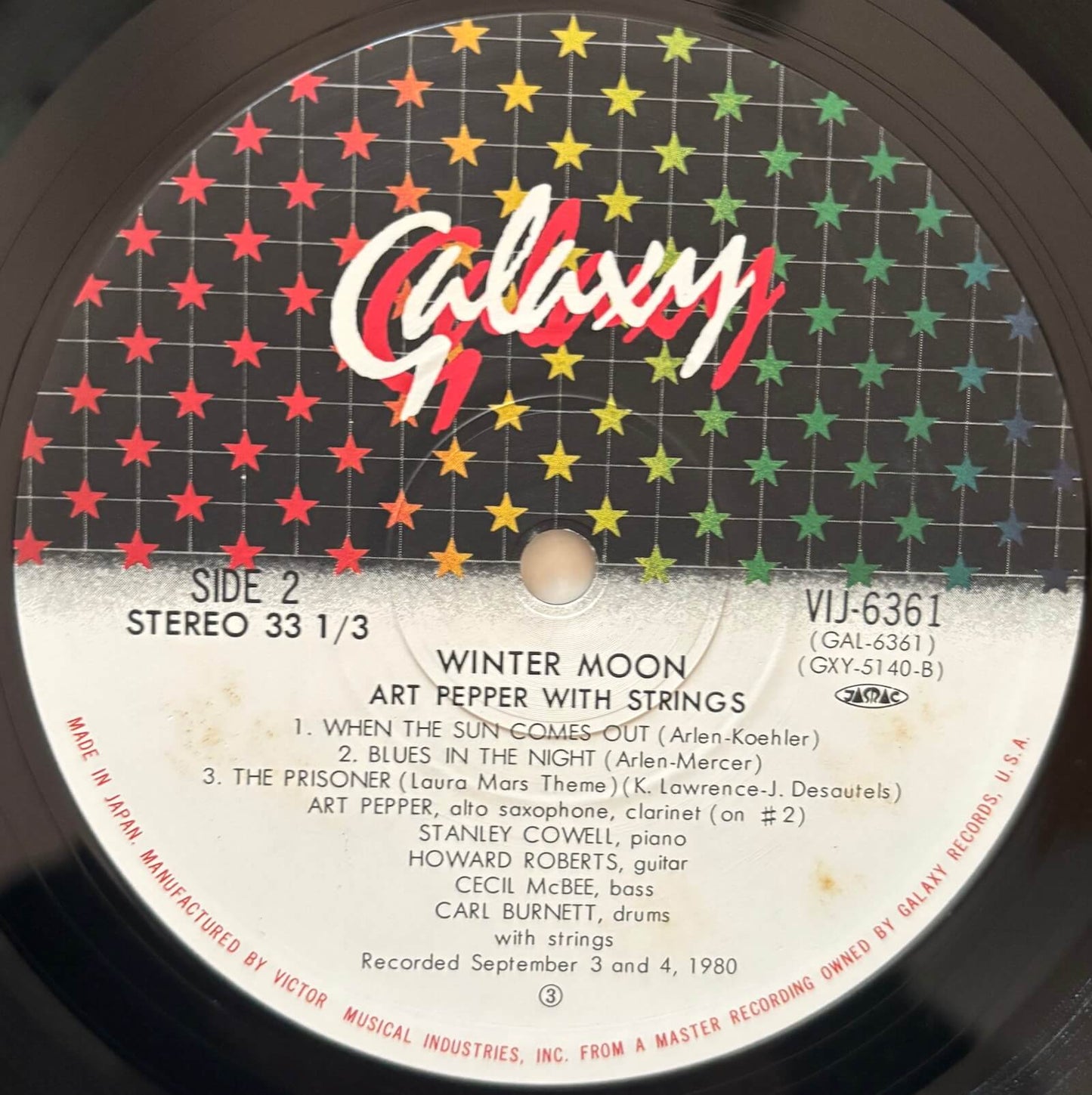 Art Pepper - Winter Moon (1981 Japanese Galaxy Vinyl LP)
