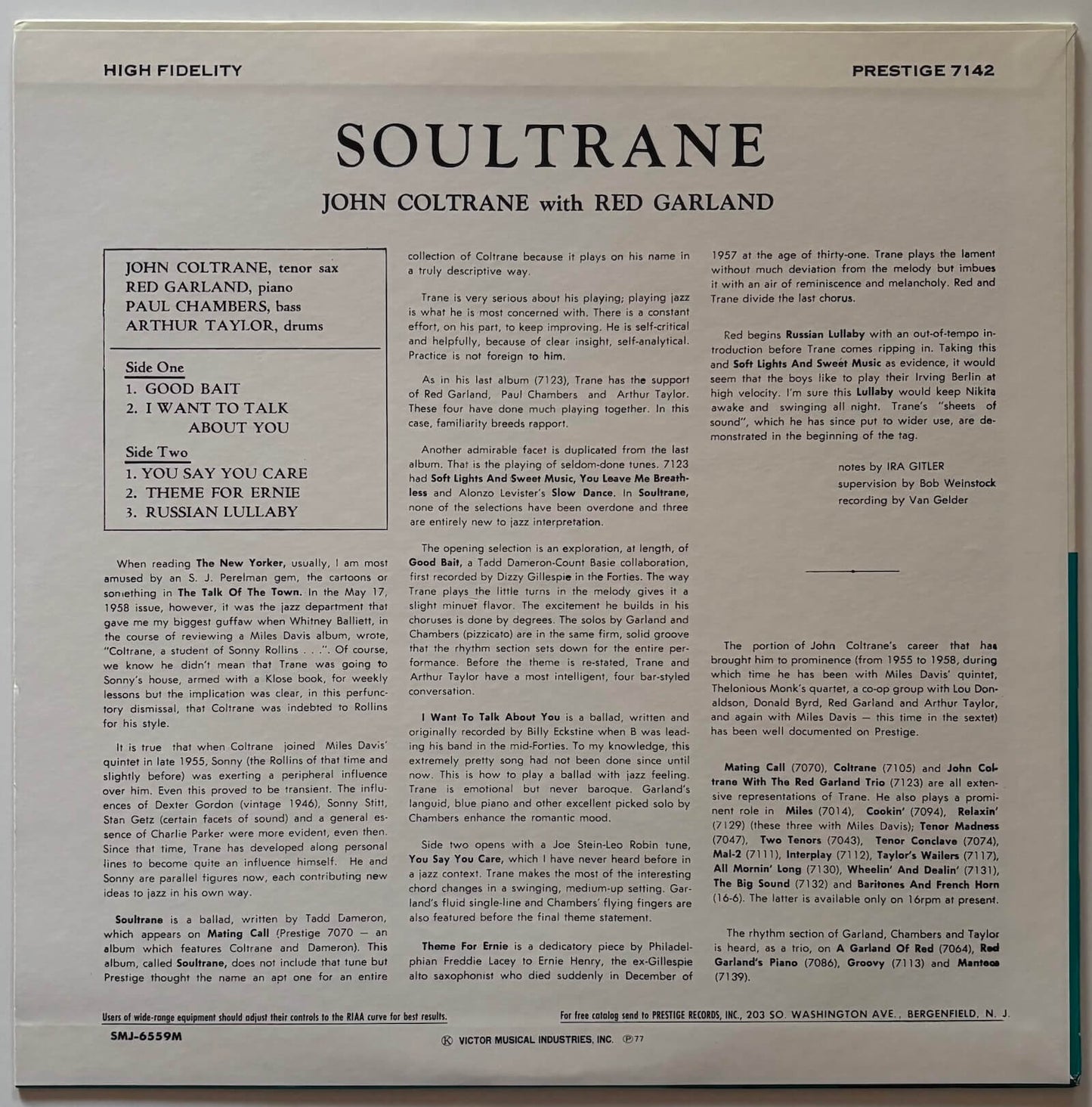 John Coltrane - Soultrane (1977 Japanese Prestige Vinyl LP Mono)