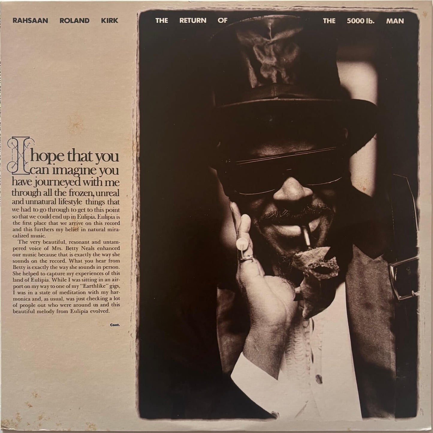 Rahsaan Roland Kirk - The Return Of The 5000 Lb. Man (1976 Japanese Warner Bros. Vinyl LP)