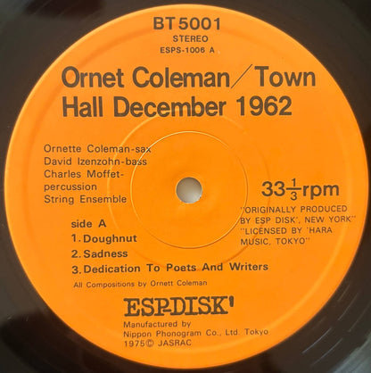 Ornette Coleman - Town Hall, 1962 (1975 Japanese ESP-Disk' Vinyl LP)