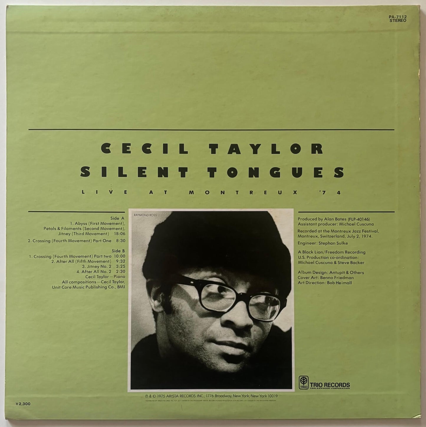 Cecil Taylor - Silent Tongues: Live At Montreux '74 (1975 Japanese Freedom/Trio Vinyl LP)