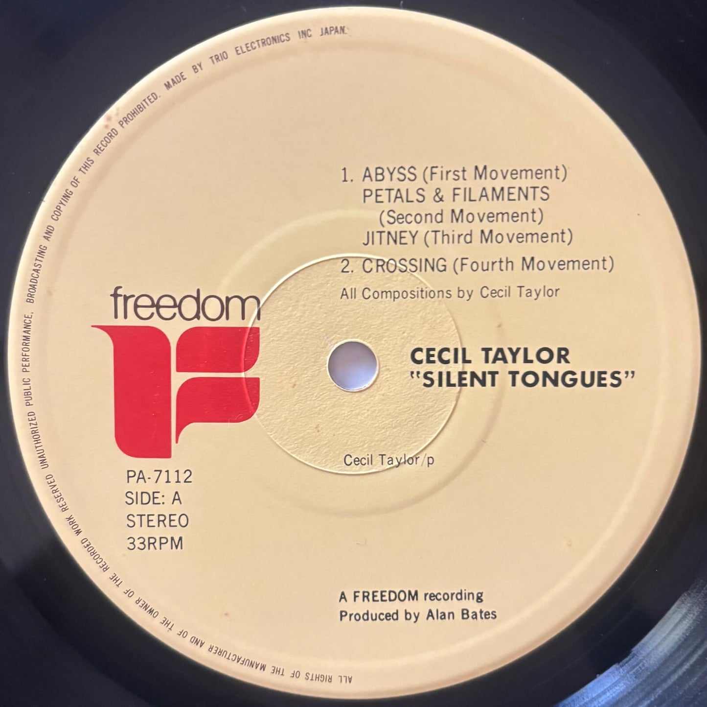 Cecil Taylor - Silent Tongues: Live At Montreux '74 (1975 Japanese Freedom/Trio Vinyl LP)