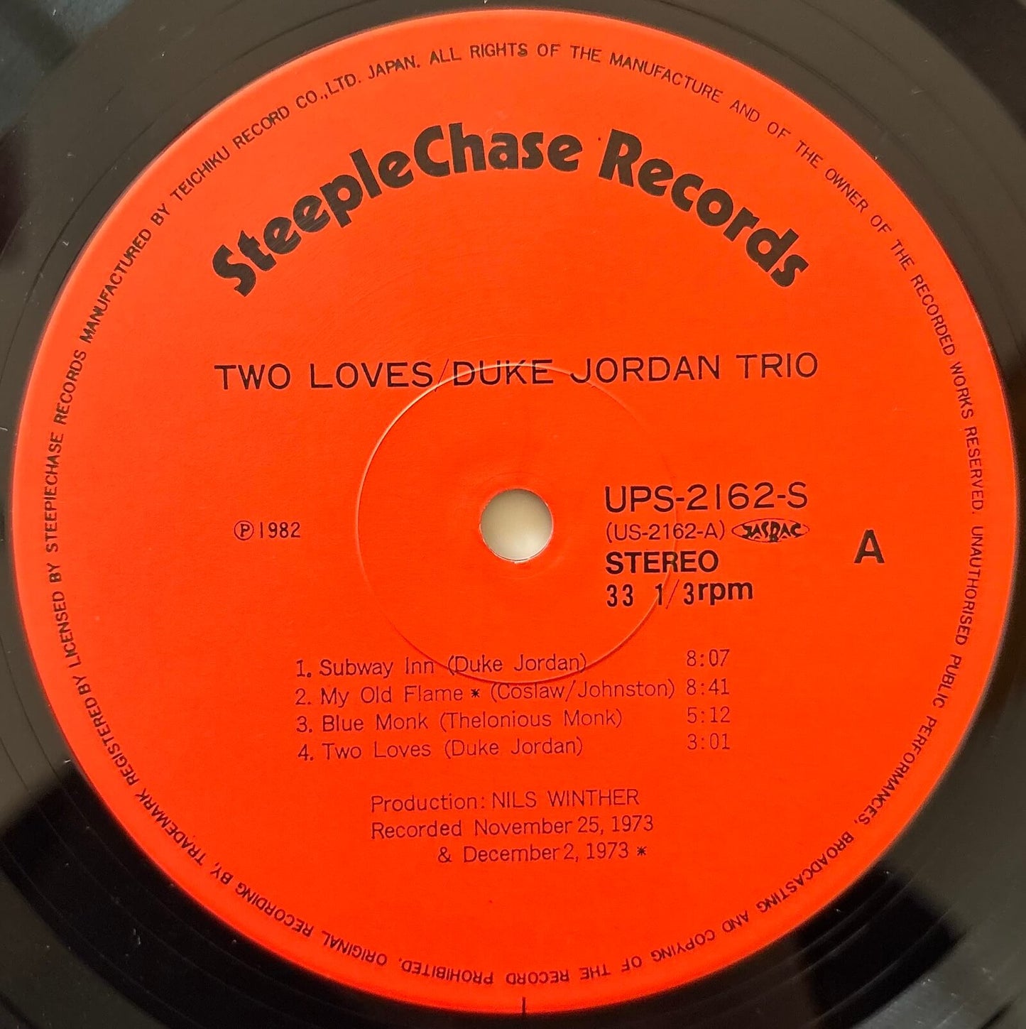 Duke Jordan Trio - Two Loves (1982 Japanese SteepleChase Vinyl LP)