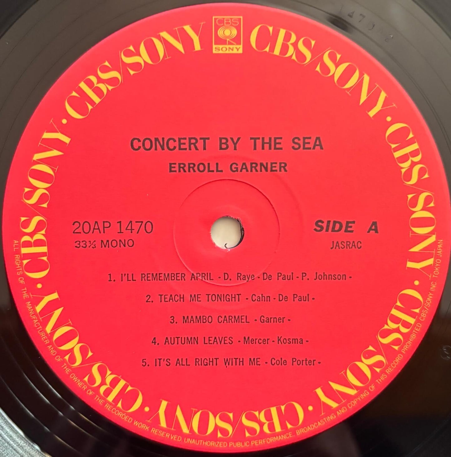 Erroll Garner - Concert By The Sea (1979 Japanese CBS/Sony Vinyl LP Mono)