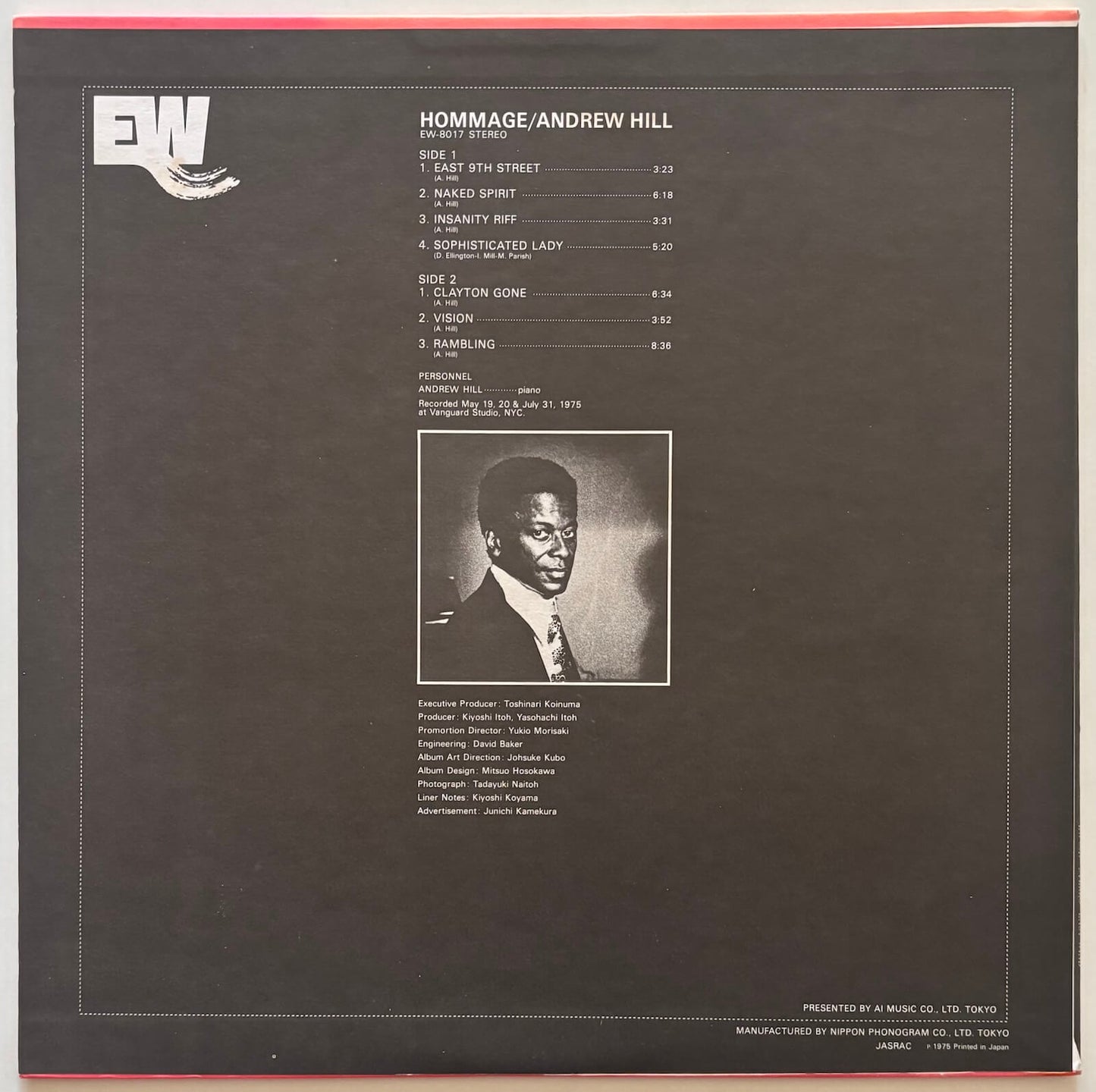 Andrew Hill - Hommage (1975 Japanese East Wind Vinyl LP)