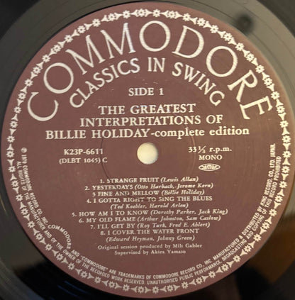 Billie Holiday - The Greatest Interpretations Of Billie Holiday: Complete Edition (1979 Japanese Commodore Vinyl LP Mono)