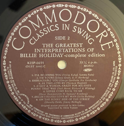 Billie Holiday - The Greatest Interpretations Of Billie Holiday: Complete Edition (1979 Japanese Commodore Vinyl LP Mono)