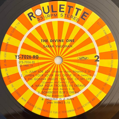 Sarah Vaughan - The Divine One (1980 Japanese Roulette Vinyl LP)