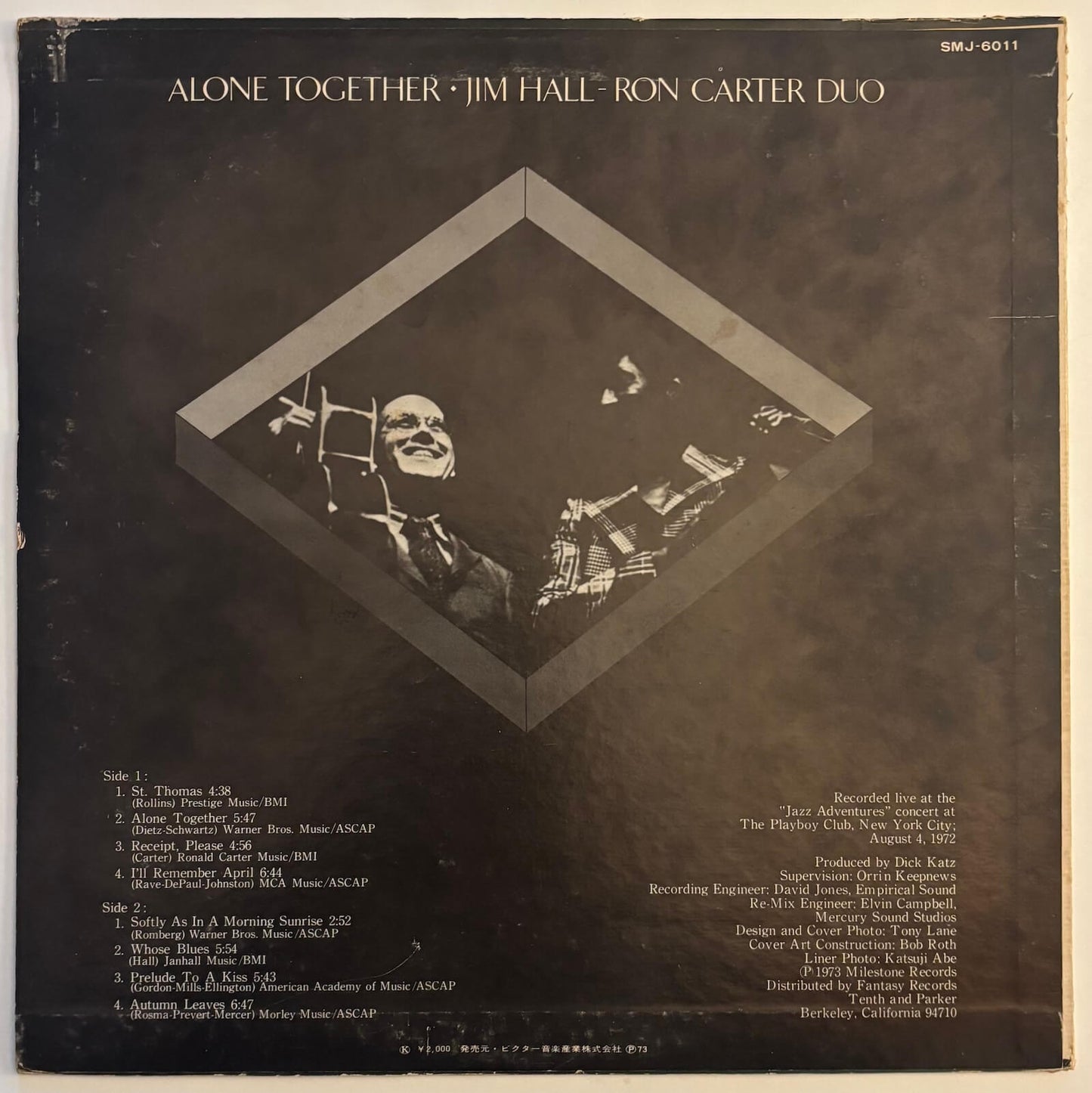 Jim Hall / Ron Carter Duo - Alone Together (1973 Japanese Milestone Vinyl LP)