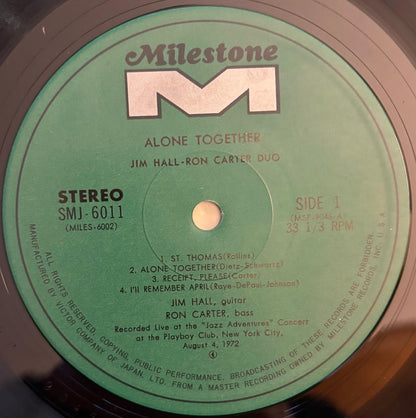 Jim Hall / Ron Carter Duo - Alone Together (1973 Japanese Milestone Vinyl LP)