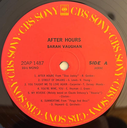 Sarah Vaughan - After Hours With Sarah Vaughan (1979 Japanese CBS/Sony Vinyl LP Mono)