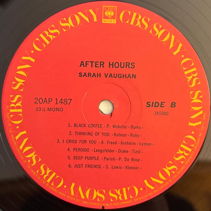 Sarah Vaughan - After Hours With Sarah Vaughan (1979 Japanese CBS/Sony Vinyl LP Mono)