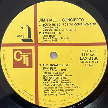 Jim Hall - Concierto (1978 Japanese CTI Limited Edition Vinyl LP)