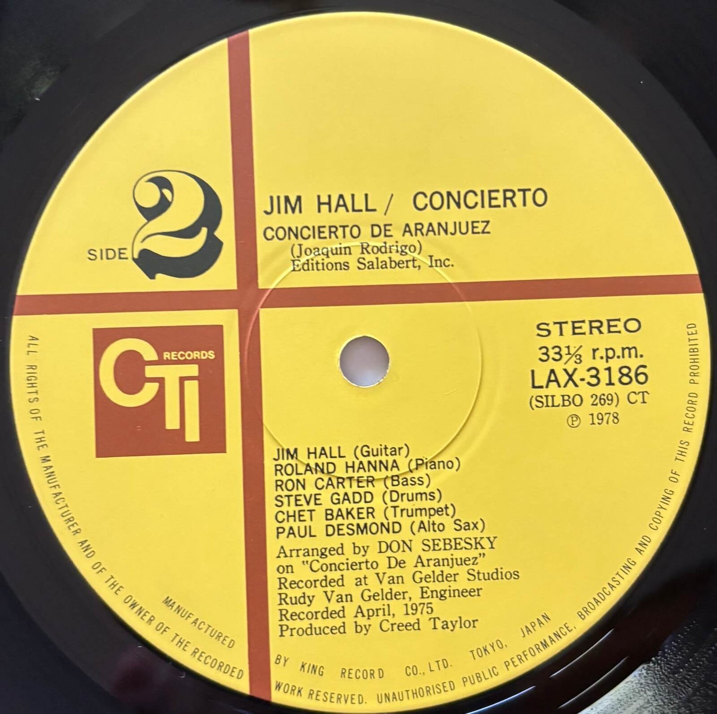 Jim Hall - Concierto (1978 Japanese CTI Limited Edition Vinyl LP)