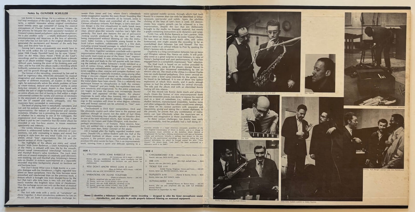 Lee Konitz - Duets (1970s US Milestone Gatefold Vinyl LP)