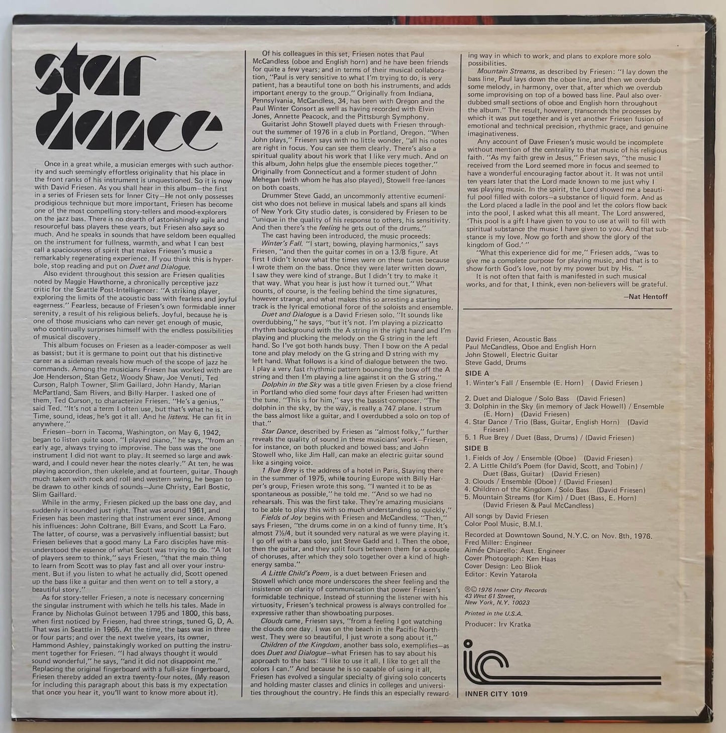 David Friesen - Star Dance (1976 US Inner City Vinyl LP)