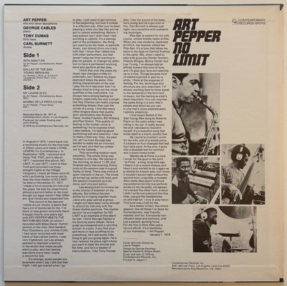 Art Pepper - No Limit (1978 Japanese Contemporary Vinyl LP)
