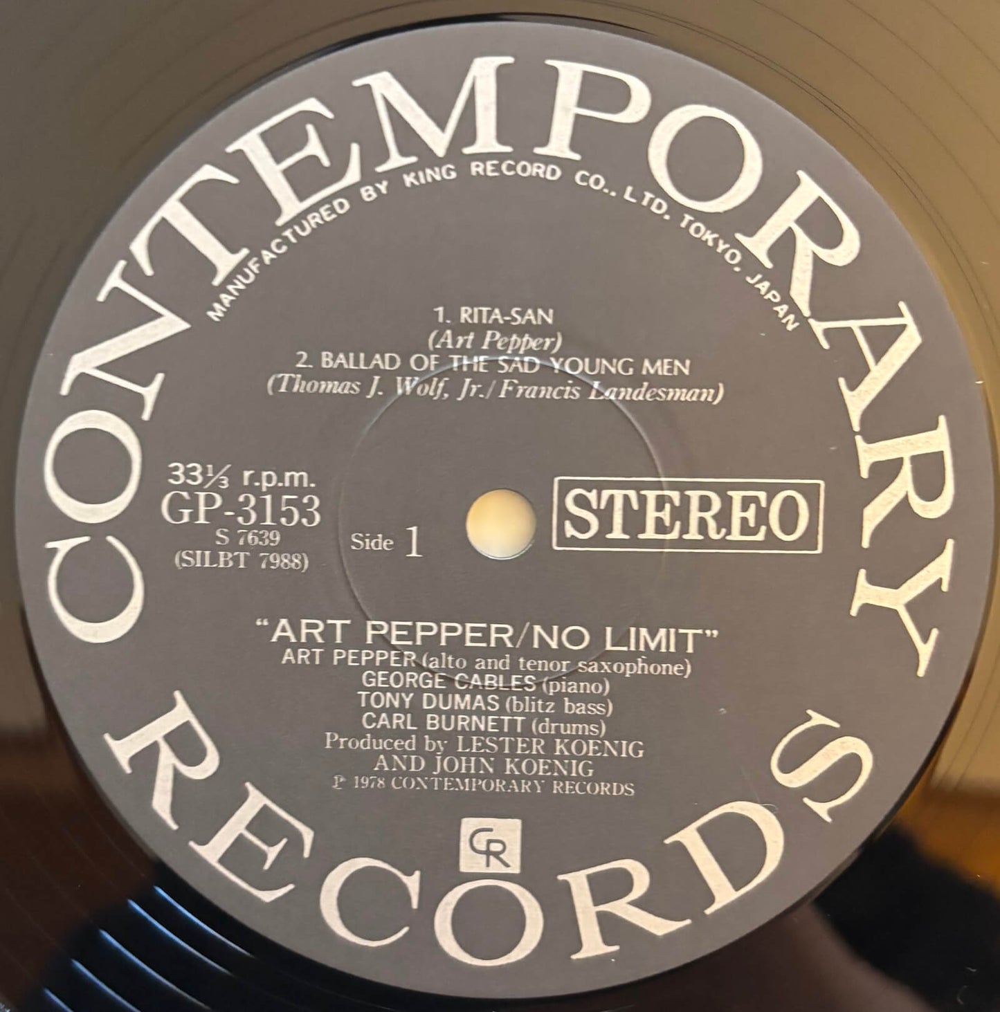 Art Pepper - No Limit (1978 Japanese Contemporary Vinyl LP)