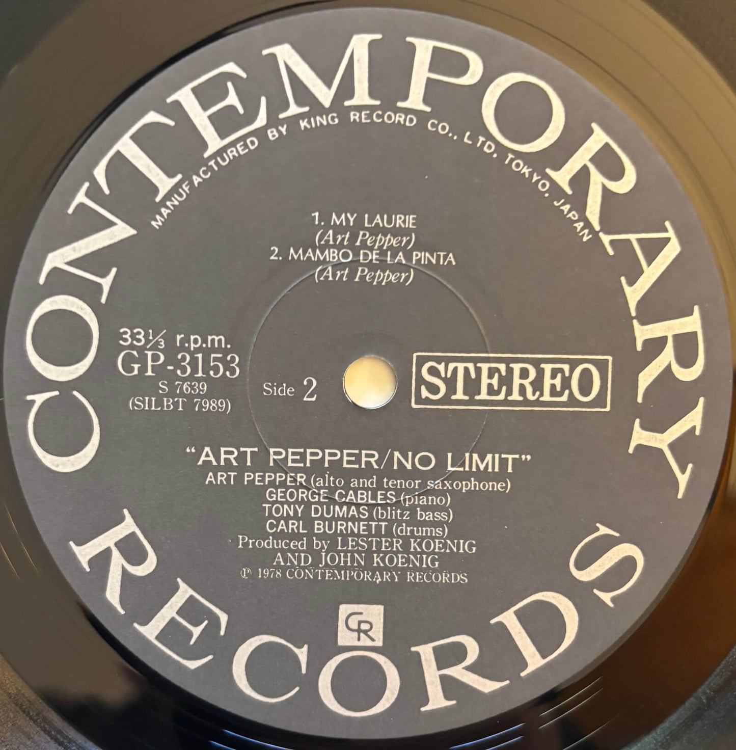Art Pepper - No Limit (1978 Japanese Contemporary Vinyl LP)