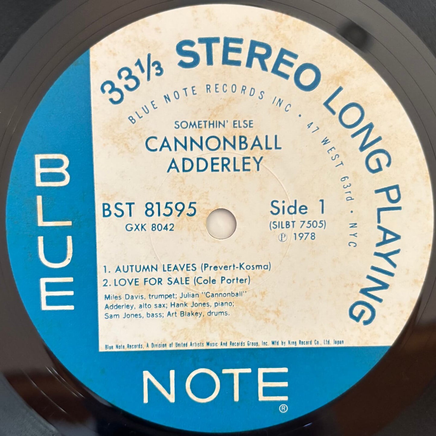 Cannonball Adderley - Somethin' Else (1978 Japanese Blue Note Stereo Vinyl LP)