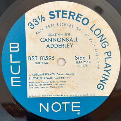 Cannonball Adderley - Somethin' Else (1978 Japanese Blue Note Stereo Vinyl LP)
