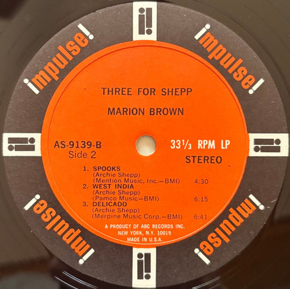 Marion Brown - Three For Shepp (1967 US Impulse! Stereo First Pressing Gatefold Vinyl LP)