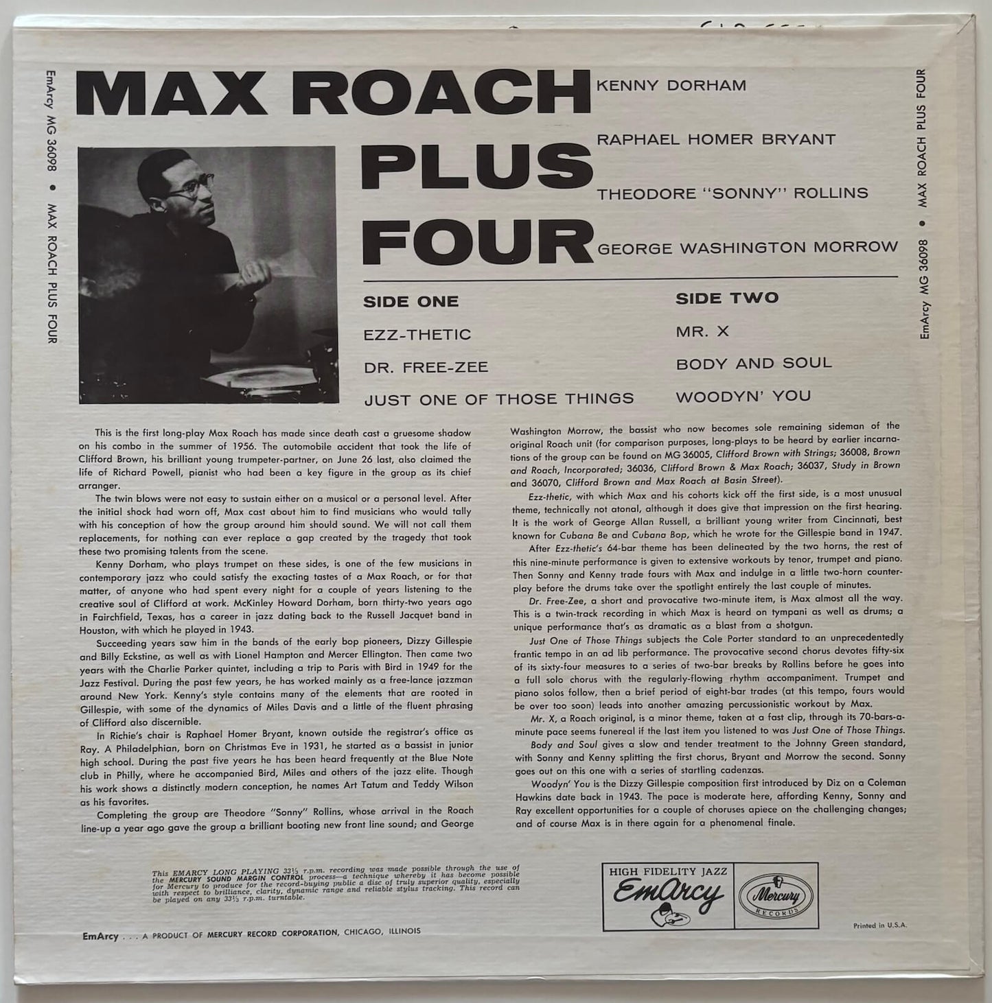 Max Roach + 4 (1973 US EmArcy Mono Vinyl LP)