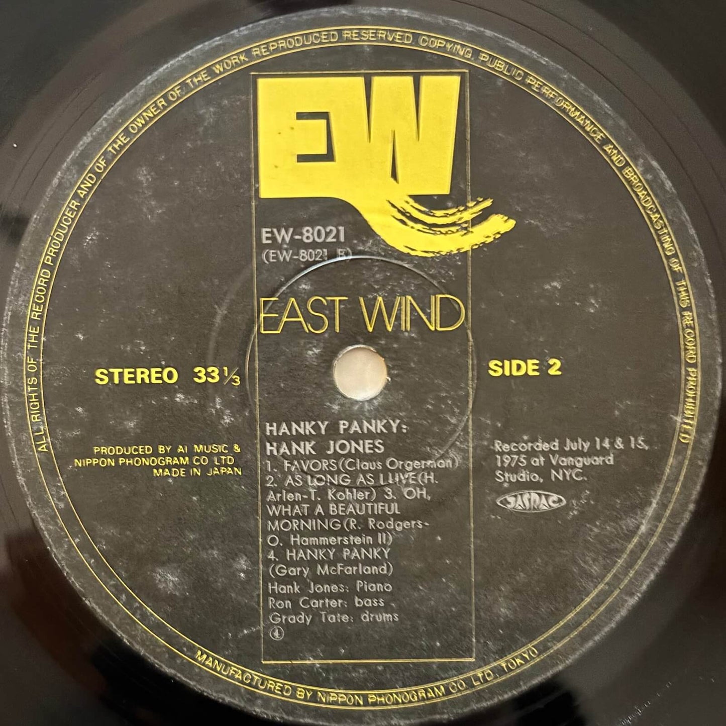 Hank Jones - Hanky Panky (1975 Japanese East Wind Vinyl LP)