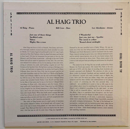 Al Haig Trio - Al Haig Trio (1990 Japanese DIW Vinyl LP)