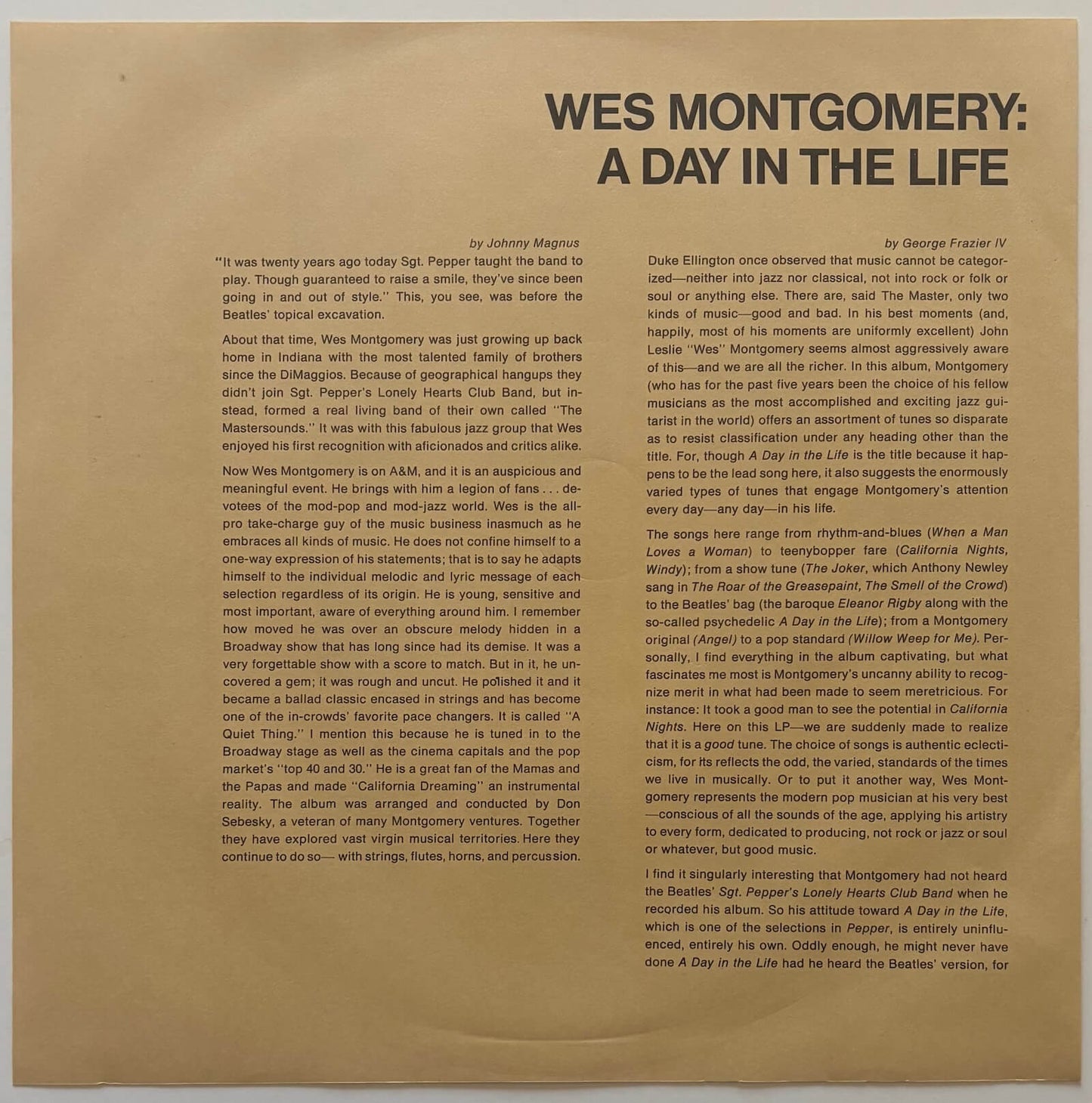Wes Montgomery - A Day In The Life (1976 Japanese A&M-CTI Limited Edition LP)