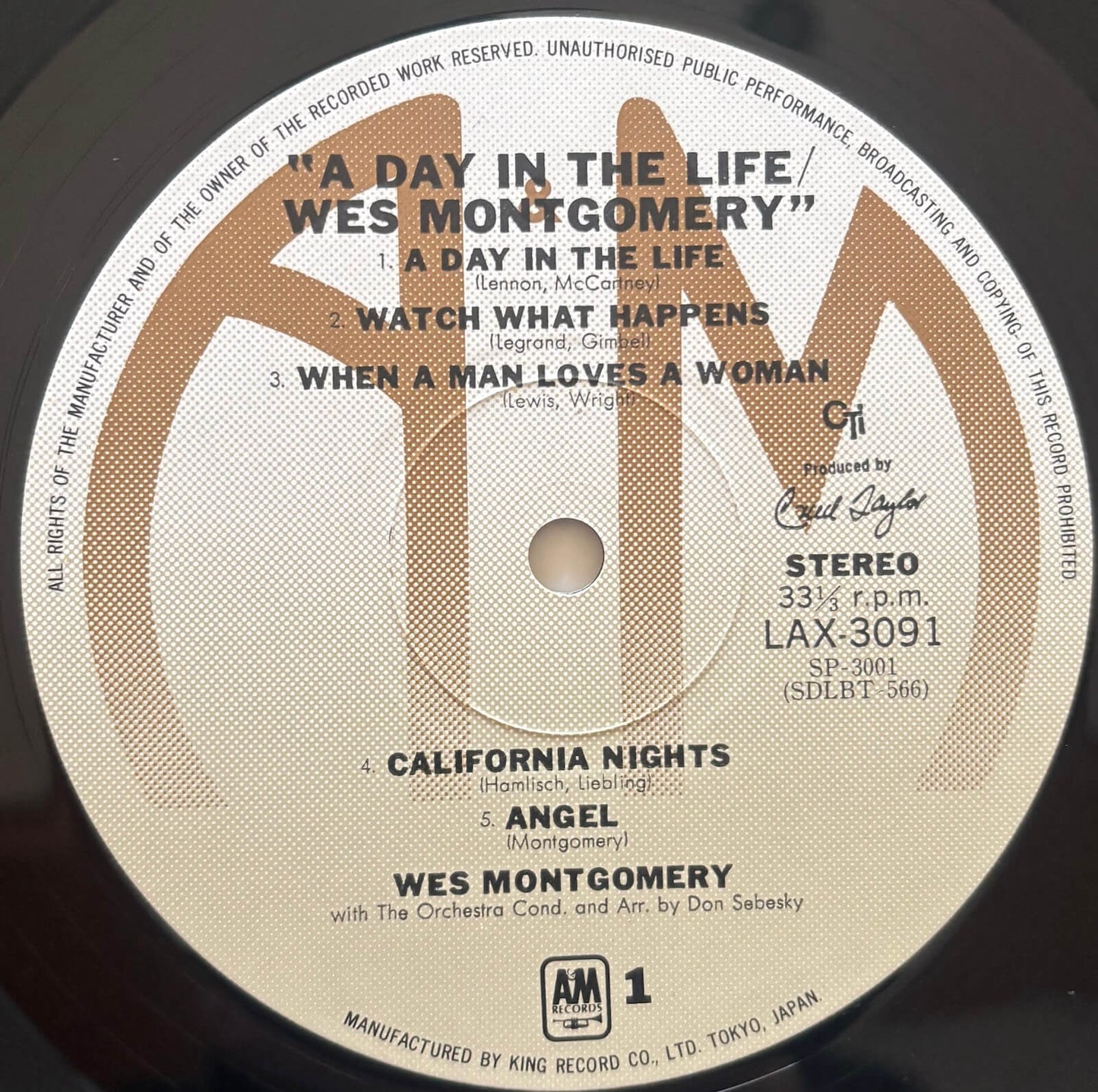 Wes Montgomery - A Day In The Life (1976 Japanese A&M-CTI Limited Edition LP)